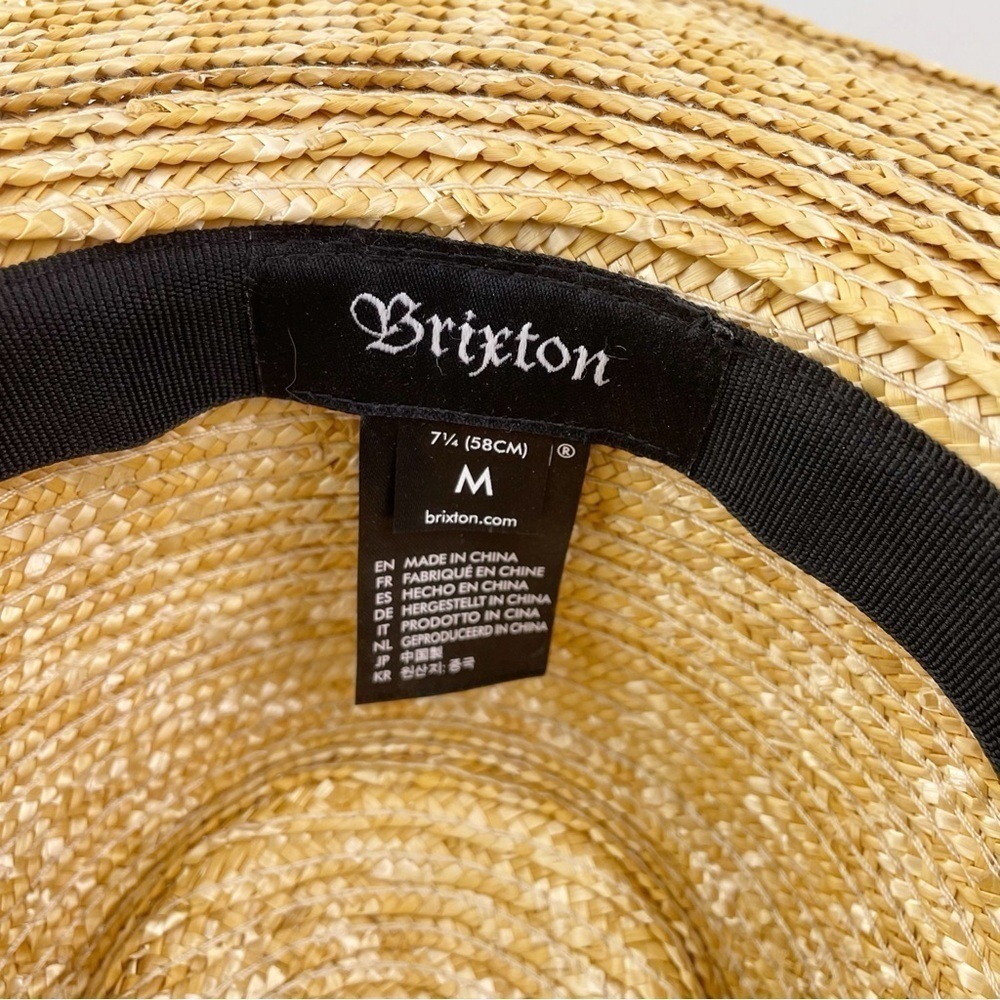 Brixton Joanna Wide Brim Straw Hat Honey Black Medium Summer Sun Fedora Boho - Picture 10 of 10